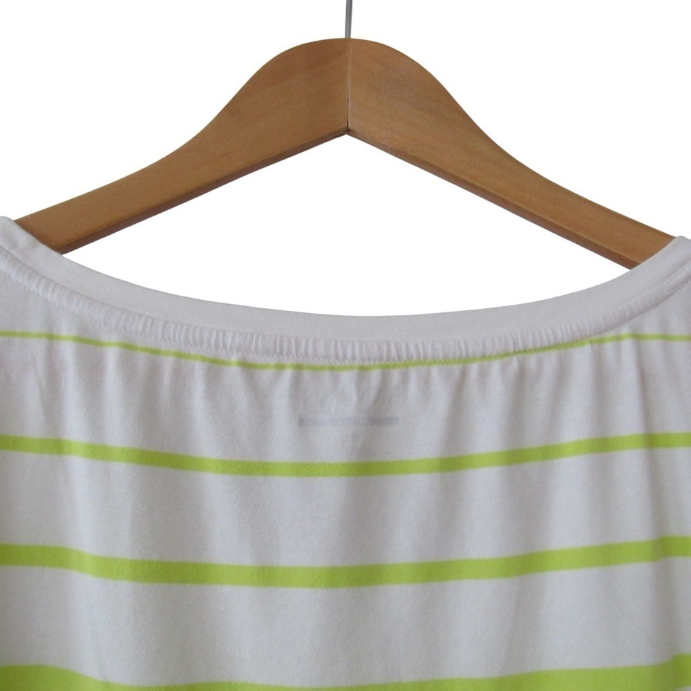 Lauren Ralph Lauren Striped Short Sleeve Tee XL Neon Yellow White Crewneck - Picture 6 of 9
